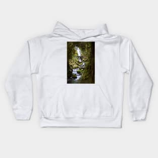 Woodsy Waterfall in the Hoh Rainforest Kids Hoodie